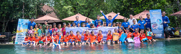 We provide free swimming class and survival skills for our charity to help Cambodian children know how to swim.                                                                   