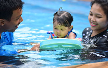 Kids can start to swim with the full equipment that we have in the club. They will feel more comfortable with our coach swim around in the water as well.                             