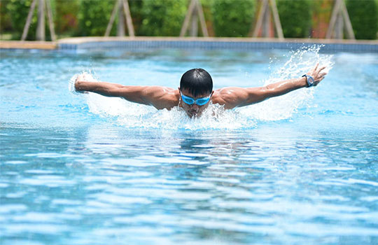 Butterfly swimming body undulation technique                                                                        